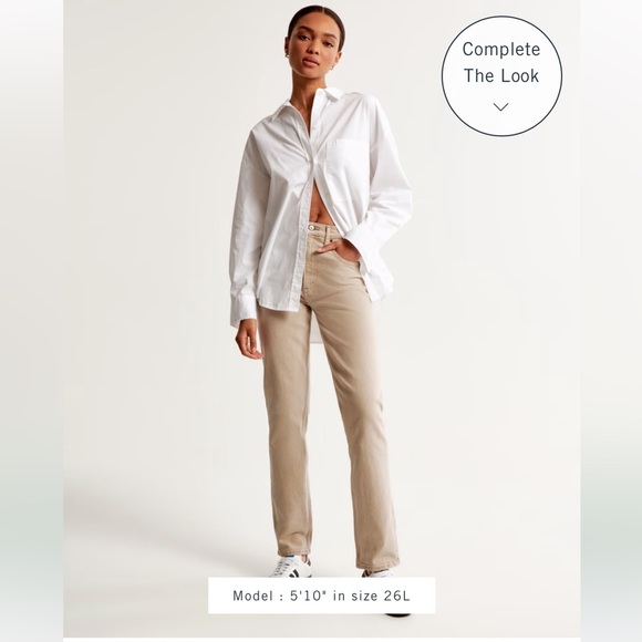 ABERCROMBIE & FITCH OAT / CREAM THE 90’S STRAIGHT ULTRA HIGH RISE JEANS SIZE 25 - Picture 3 of 13